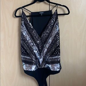 Express thong sequin bodysuit